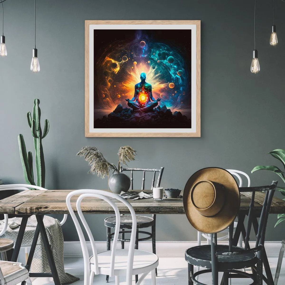 Poster in cornice rovere chiaro - Pace cosmica - 50x50 cm