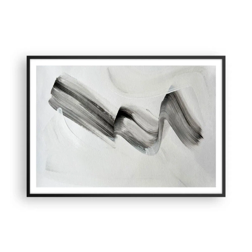 Poster in cornice nera - Pennellata astratta in bianco e nero su sfondo chiaro - 100x70cm - Casualmente per divertimento - Decorazione murale moderna per soggiorno e camera da letto ARTTOR