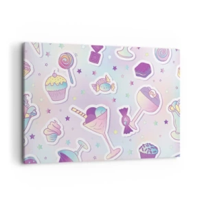 Quadro su tela - Stampe su Tela - Motivi pastello con dolci e dessert - 120x80cm - Ogni giorno è il mio compleanno - Decorazione murale moderna per soggiorno e camera da letto ARTTOR