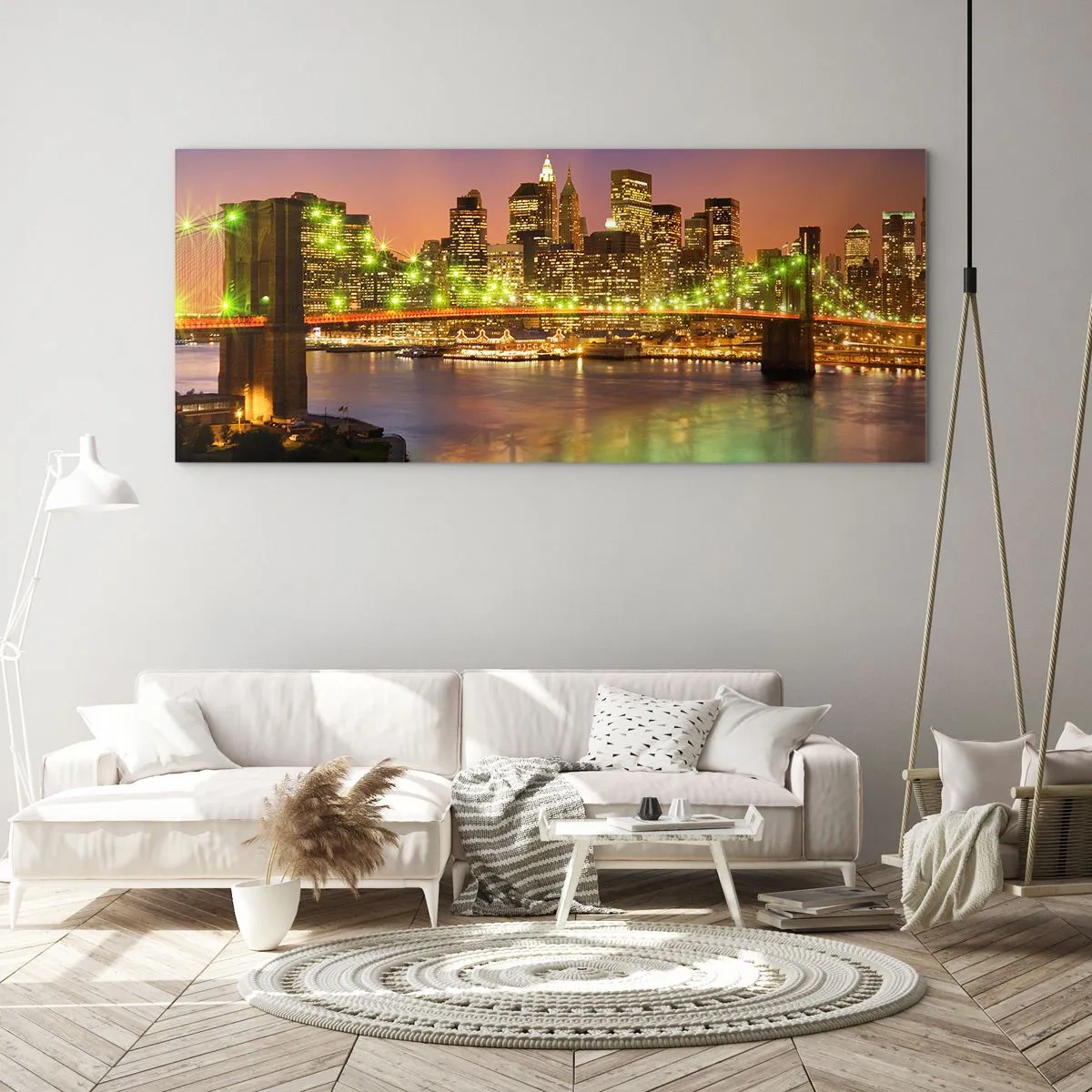 Quadro su vetro - Qui la luce non si spegne mai - 90x30 cm
