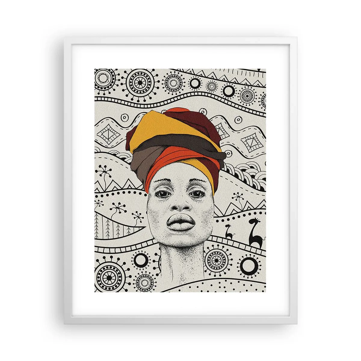 Poster in cornice bianca - Ritratto africano - 40x50 cm