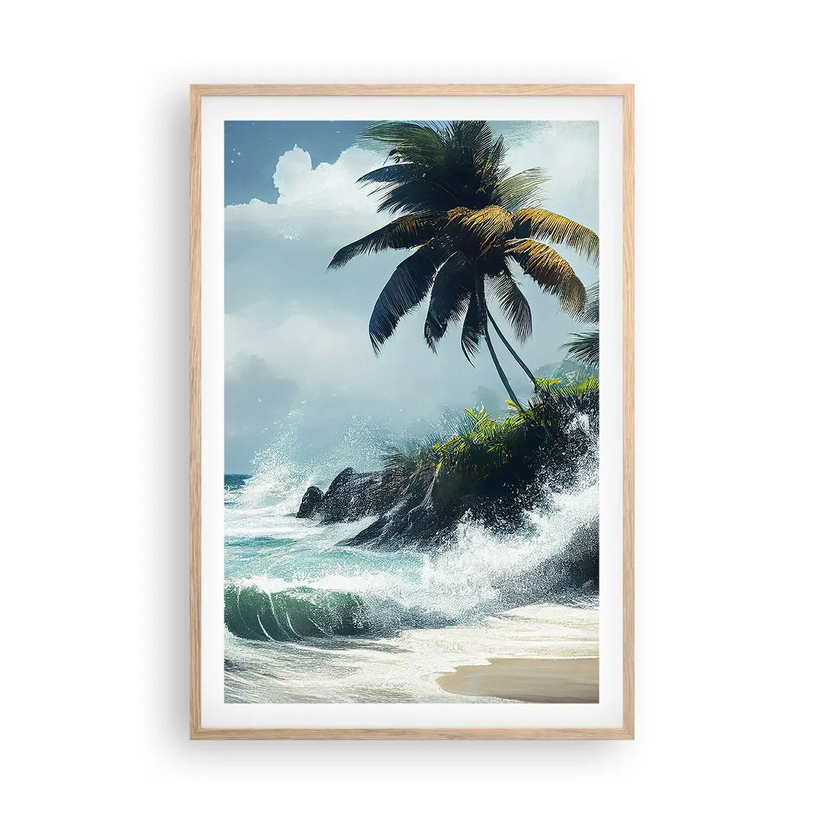 Poster in cornice rovere chiaro - Sulla riva tropicale - 61x91 cm