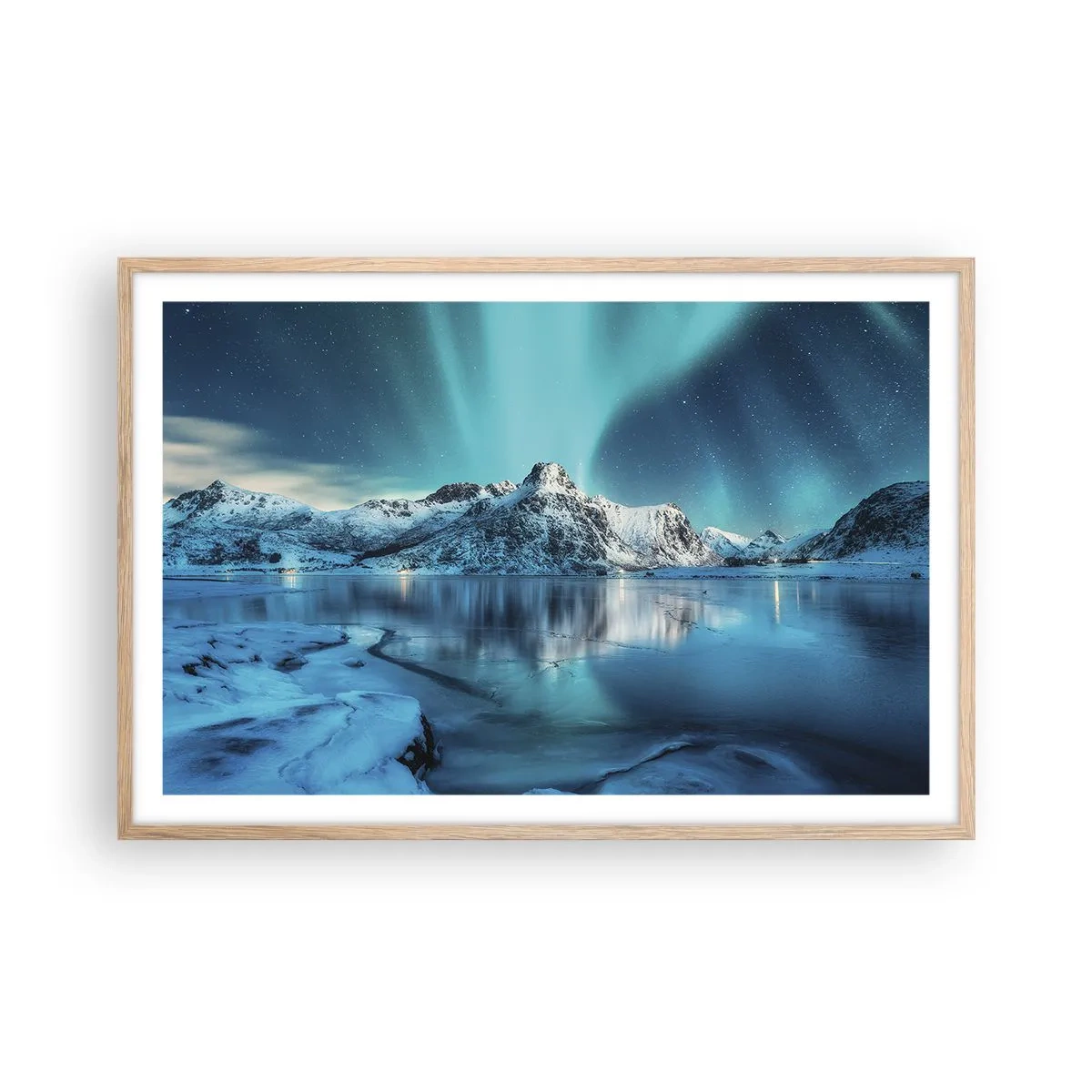 Poster in cornice rovere chiaro - Notte di luce - 91x61 cm