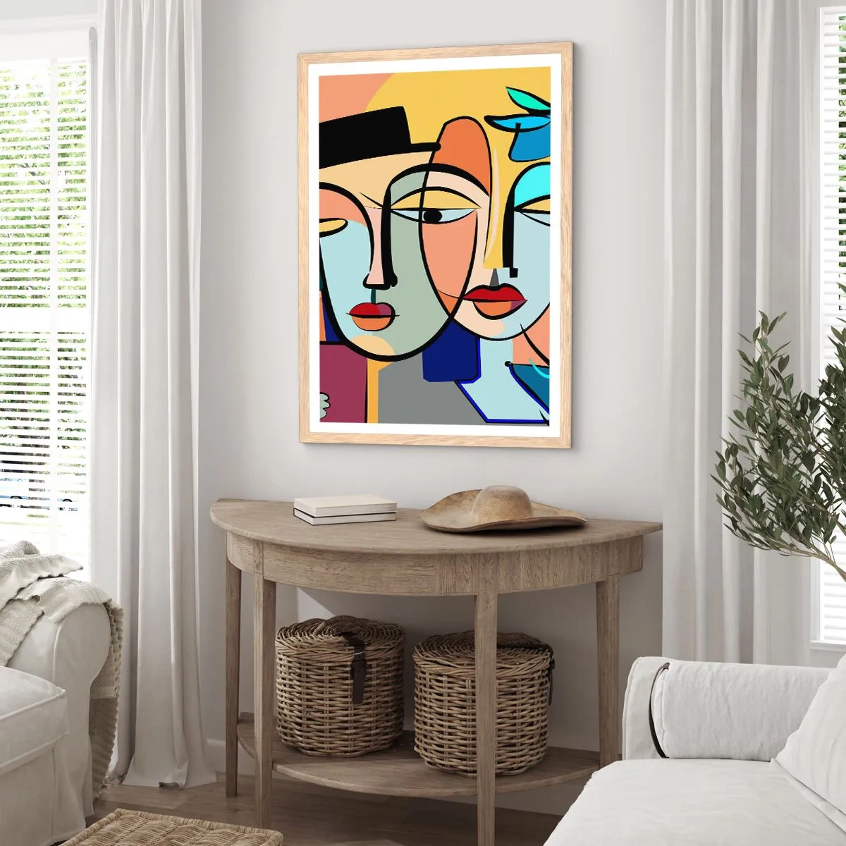 Poster in cornice rovere chiaro - Appuntamento in stile Picasso - 70x100 cm