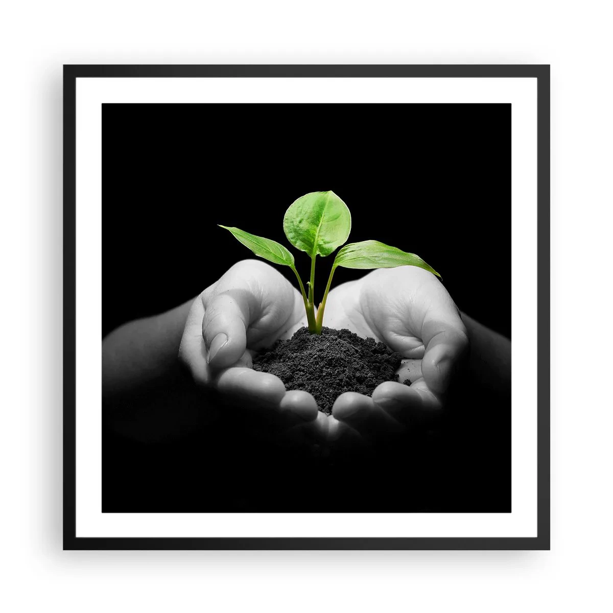 Poster in cornice nera - Amo la natura, la proteggo - 60x60 cm