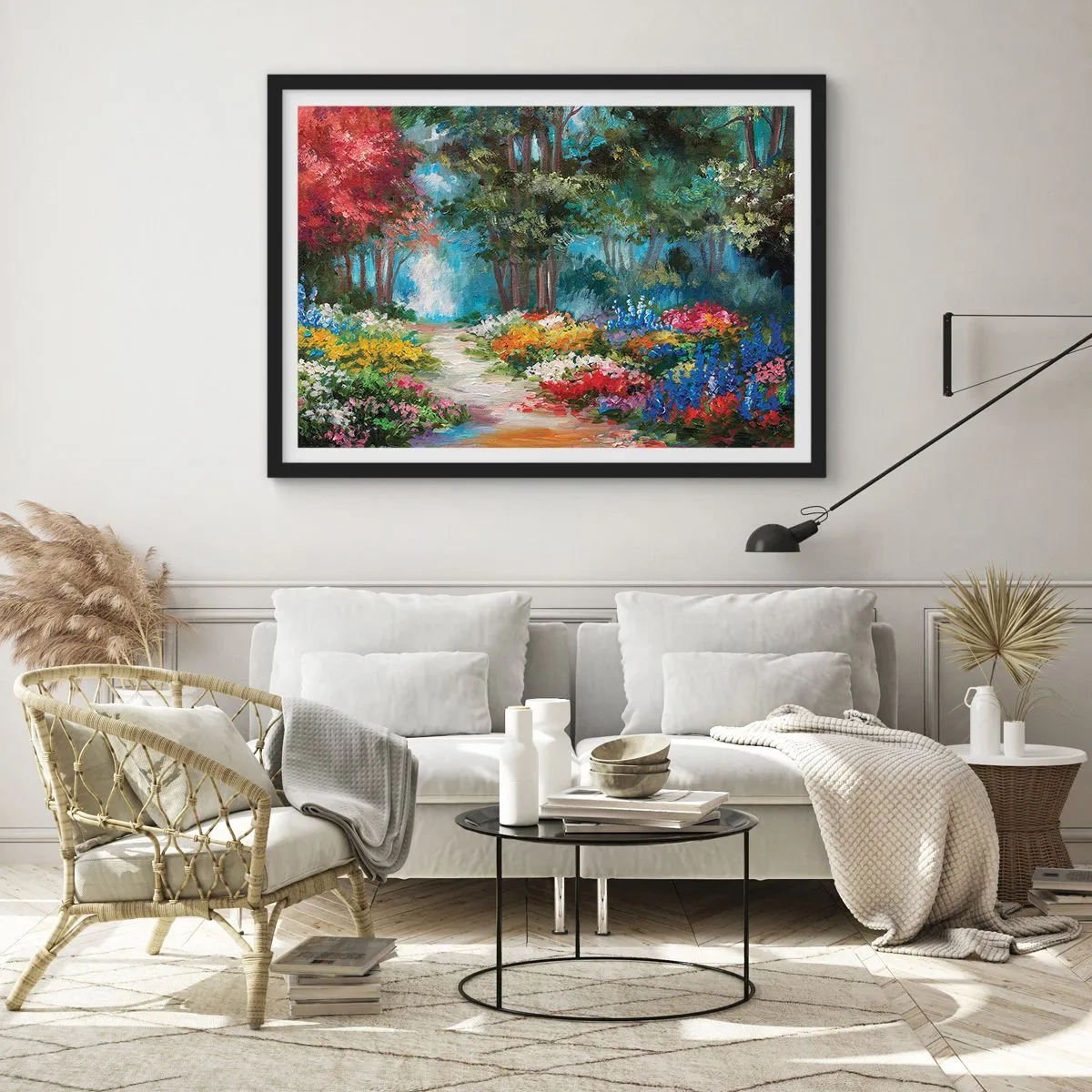 Poster in cornice nera - Il giardino del bosco d'aprile - 50x40 cm