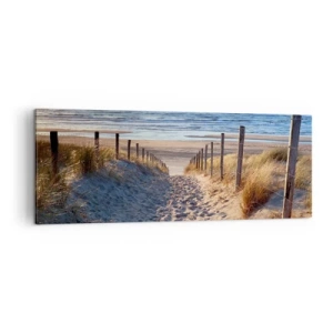Quadro su tela - Stampe su Tela - Sentiero tra le dune che conduce alla spiaggia - 140x50cm - Rumore del mare, uccelli che cantano, spiaggia selvatica tra i cespugli... - Decorazione murale moderna per soggiorno e camera da letto ARTTOR