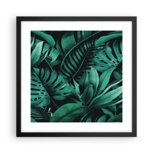 Poster in cornice nera - Dal profondo del verde tropicale - 40x40 cm