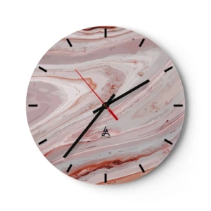 Orologio da parete - Orologio in Vetro - Un motivo astratto simile al marmo nelle tonalità del beige e del rosa. - 30x30cm - Rosa liquido - Decorazione murale moderna per soggiorno, cucina e camera da letto ARTTOR