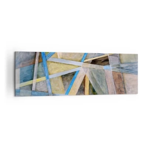 Quadro su tela - Stampe su Tela - Composizione geometrica con linee chiare e blu - 160x50cm - Dritto o obliquo? - Decorazione murale moderna per soggiorno e camera da letto ARTTOR