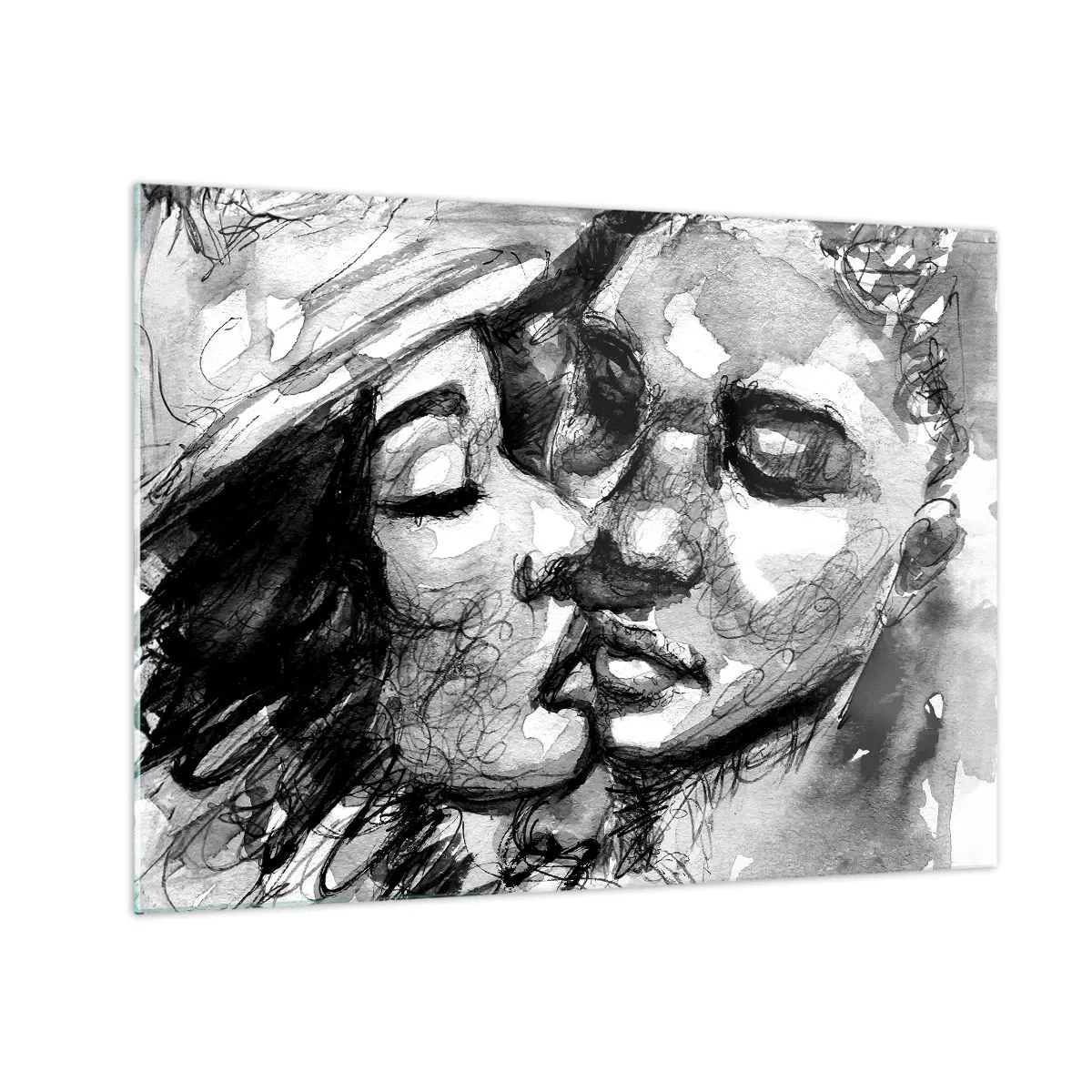 Quadro su vetro - Un attimo di tenerezza - 70x50 cm