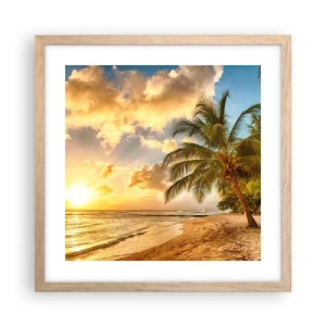 Poster in cornice rovere chiaro - Estate perpetua, vacanze per sempre - 40x40 cm