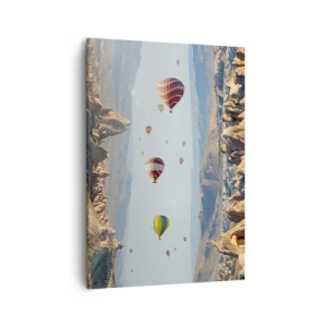 Quadro su tela - Stampe su Tela - Palloncini colorati su un paesaggio roccioso - 50x70cm - Qui tutto è possibile - Decorazione murale moderna per soggiorno e camera da letto ARTTOR