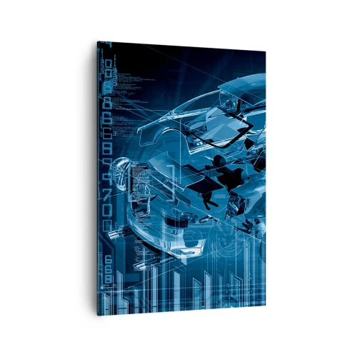 Quadro su tela - Stampe su Tela - Un disegno tecnico moderno di un'auto con elementi strutturali - 70x100cm - Anatomia ingegneristica - Decorazione murale moderna per soggiorno e camera da letto ARTTOR