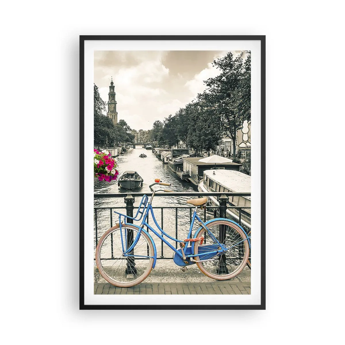 Poster in cornice nera - I colori delle strade di Amsterdam - 61x91 cm