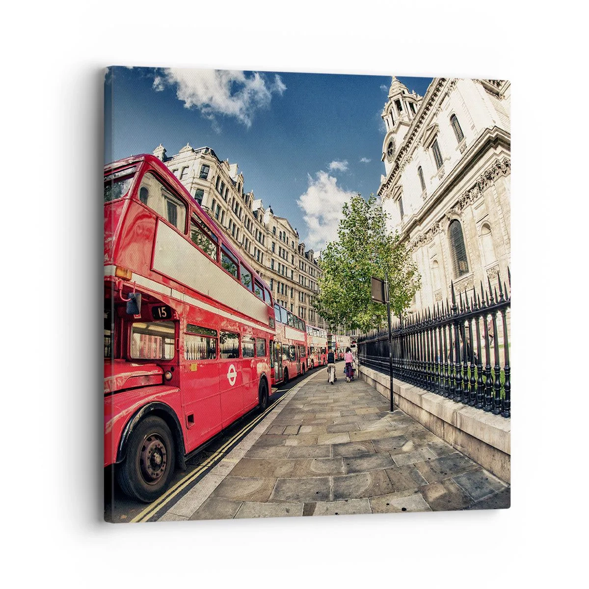 Quadro su tela - Stampe su Tela - Via di Londra in grigio e rosso - 30x30 cm