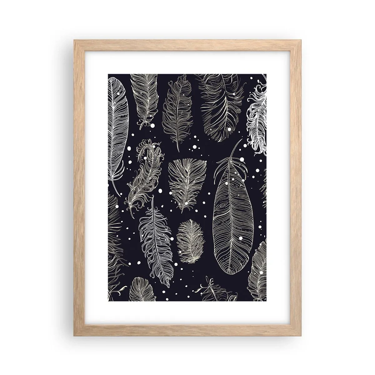 Poster in cornice rovere chiaro - Pizzo piumato - 30x40 cm