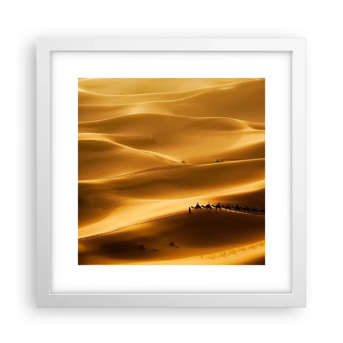 Poster in cornice bianca - La carovana sulle onde del deserto - 30x30 cm