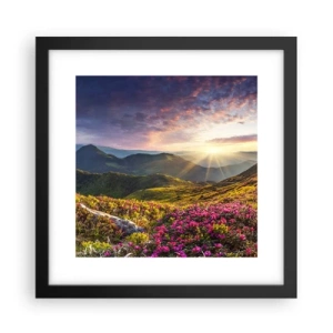 Poster in cornice nera - La freschezza di un mattino sui monti - 30x30 cm