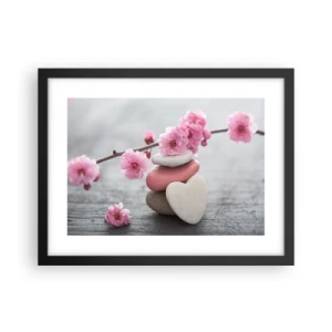 Poster in cornice nera - Serenità con fiori di ciliegio - 40x30 cm