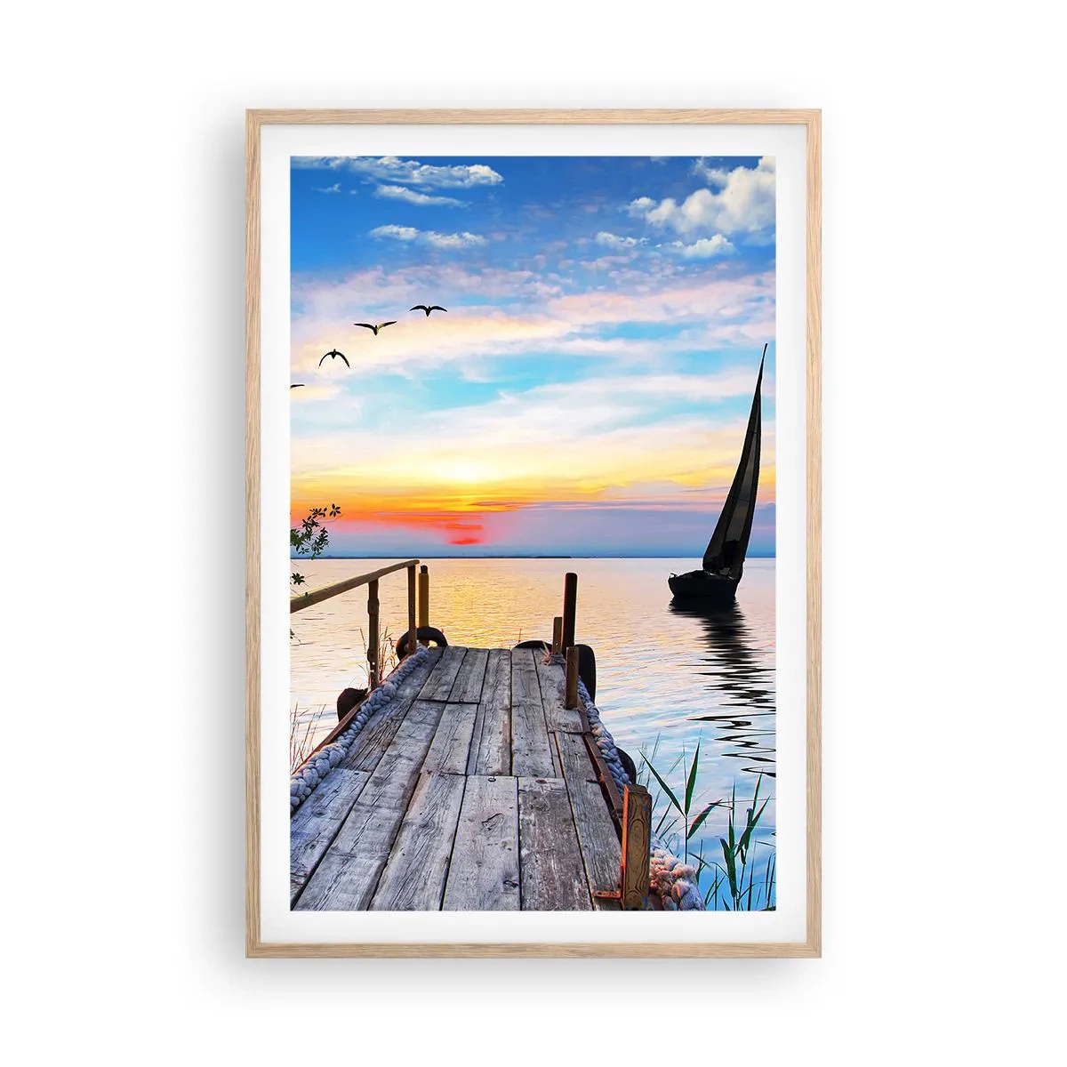 Poster in cornice rovere chiaro - Buona sera - 61x91 cm