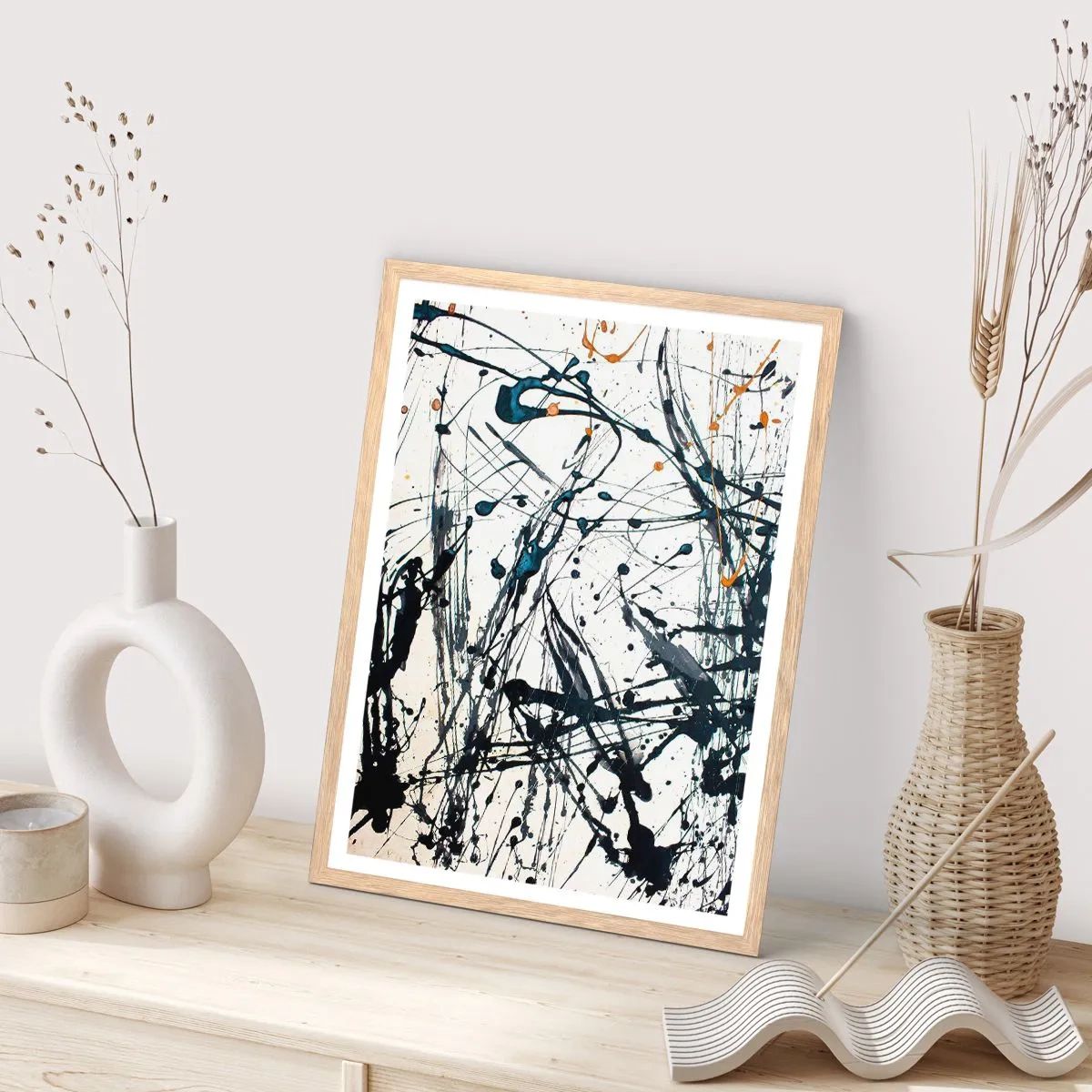 Poster in cornice rovere chiaro - Astrazione espressionistica - 70x100 cm