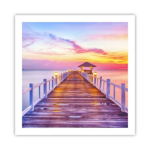 Poster - Silenzio della sera in lilla e oro - 60x60 cm