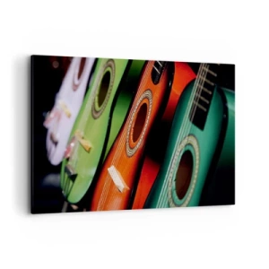 Quadro su tela - Stampe su Tela - Chitarre colorate in diverse tonalità disposte in fila - 120x80cm - La chitarra ha molti colori - Decorazione murale moderna per soggiorno e camera da letto ARTTOR