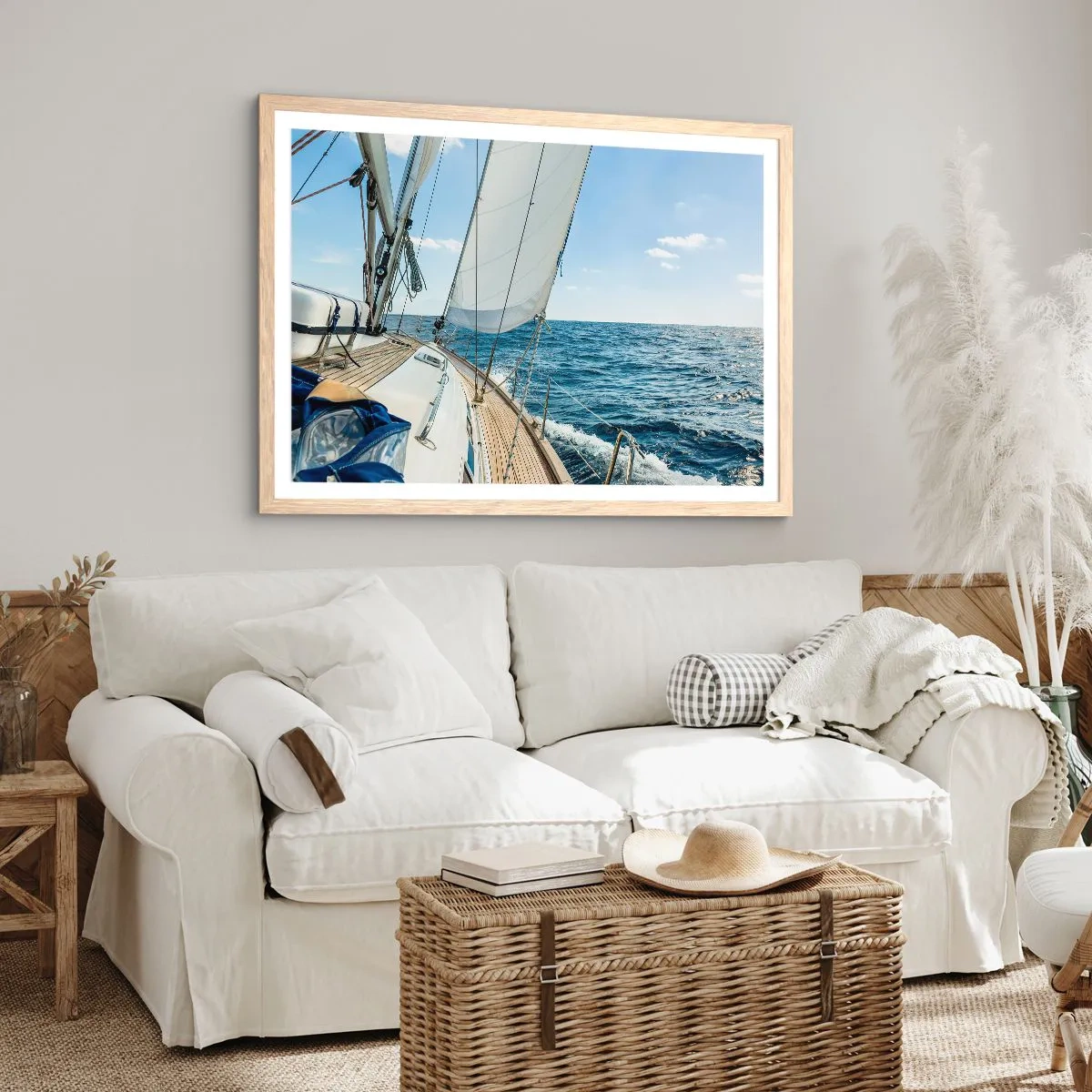 Poster in cornice rovere chiaro - Benvenuta avventura - 100x70 cm