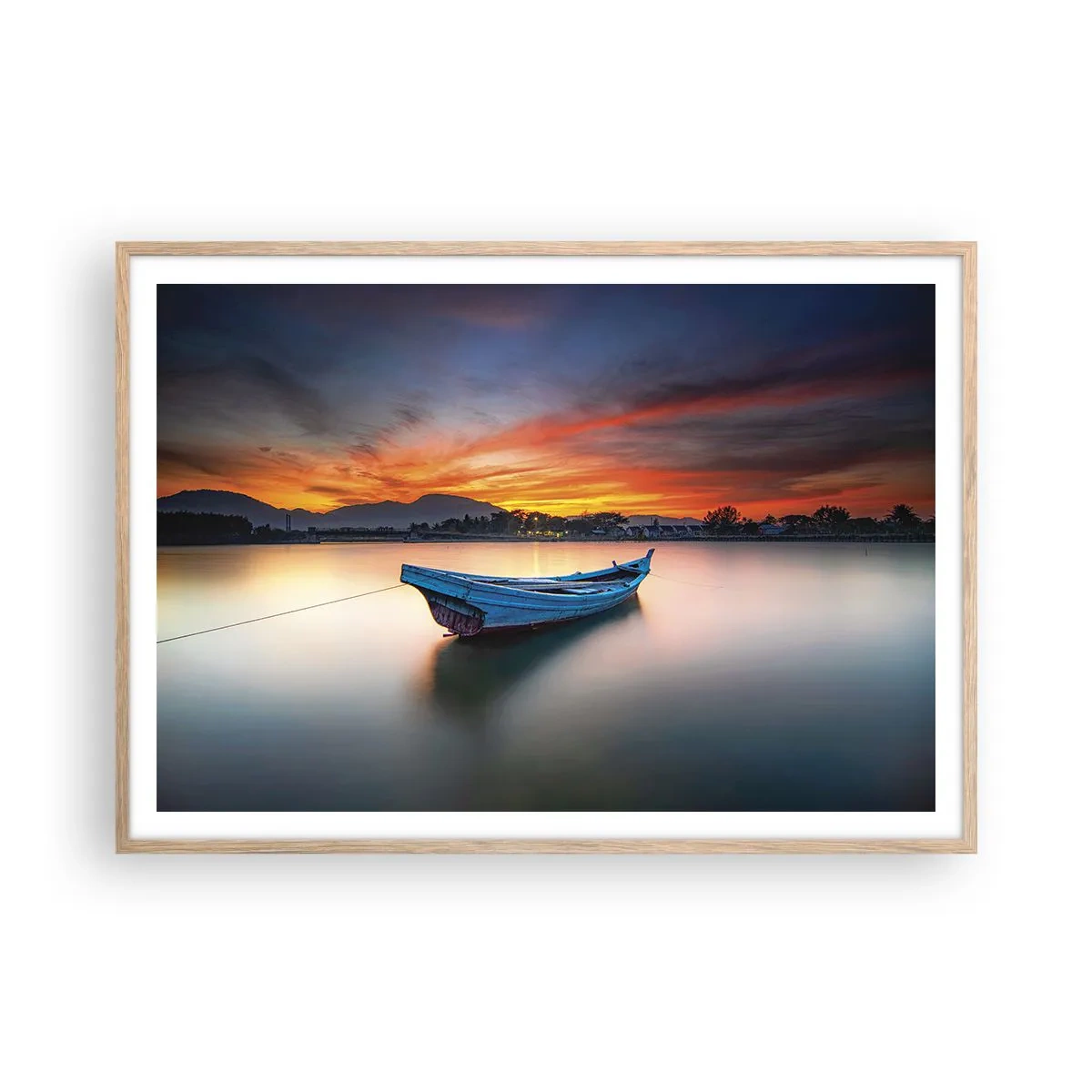 Poster in cornice rovere chiaro - Viene una notte buona - 100x70 cm