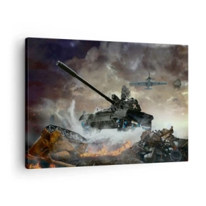 Quadro su tela - Stampe su Tela - Scena di battaglia con carri armati e aerei sullo sfondo - 70x50cm - La battaglia bella e terribile - Decorazione murale moderna per soggiorno e camera da letto ARTTOR
