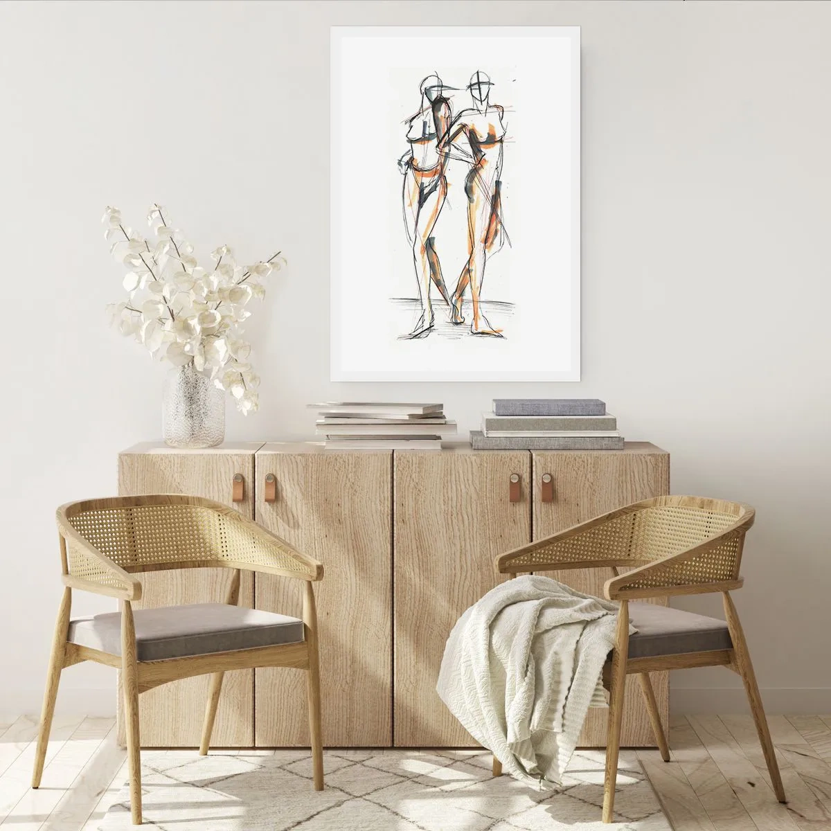 Poster - Schizzo astratto di due figure dai colori caldi. - 50x70cm - Studio di armonia - Decorazione murale moderna per soggiorno e camera da letto ARTTOR