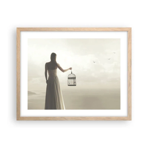 Poster in cornice rovere chiaro - Sii libera - 50x40 cm