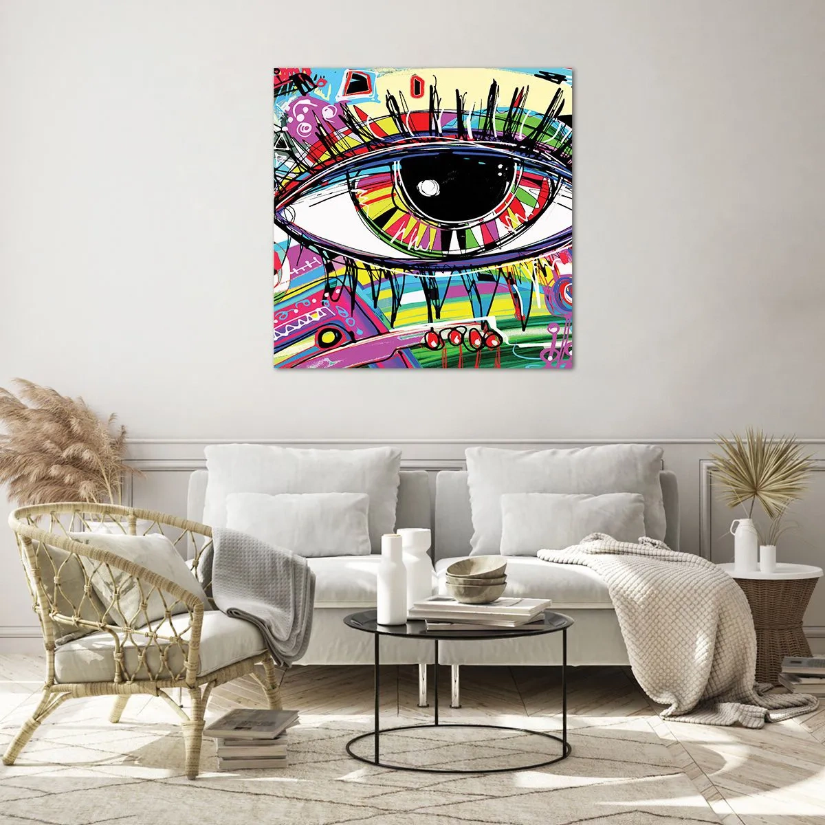 Quadro su vetro - Occhio colorato - anima colorata - 70x70 cm