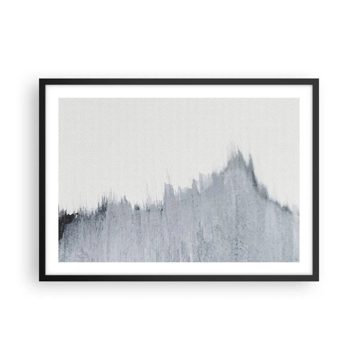 Poster in cornice nera - Composizione astratta grigia in stile minimalista - 70x50cm - Iscrizione misteriosa - Decorazione murale moderna per soggiorno e camera da letto ARTTOR