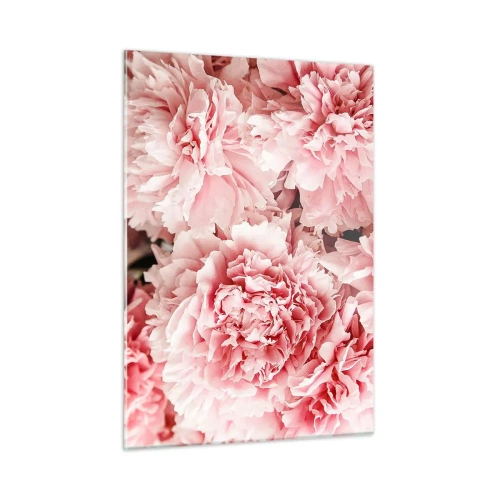 Quadro su vetro - Primo piano di peonie rosa in piena fioritura - 50x70cm - Sogno rosa - Decorazione murale moderna per soggiorno e camera da letto ARTTOR
