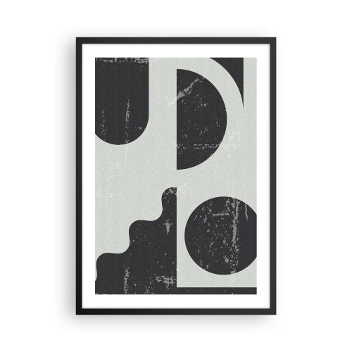 Poster in cornice nera - Composizione geometrica astratta in nero e grigio - 50x70cm - Composizione sopra e sotto - Decorazione murale moderna per soggiorno e camera da letto ARTTOR