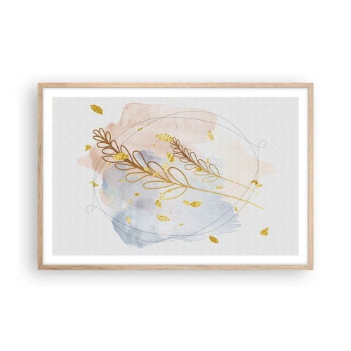 Poster in cornice rovere chiaro - Soffio d'oro - 91x61 cm