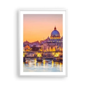 Poster in cornice bianca - Tramonto sulla Città Eterna - 50x70 cm