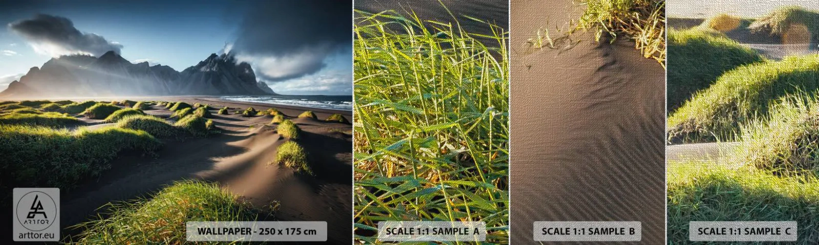 Campione di Fotomurale Premium Canvas - Armonia degli elementi - Paesaggio, Islanda, Montagne - 100x30 cm