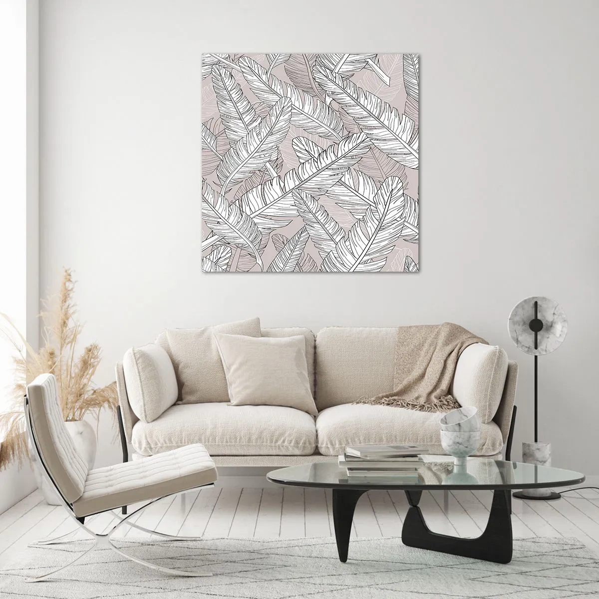 Quadro su vetro - Vortice di piume - 60x60 cm