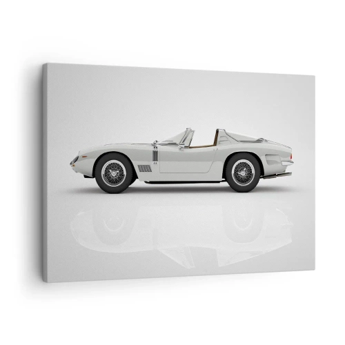 Quadro su tela - Stampe su Tela - Classica decappottabile bianca su sfondo chiaro - 70x50cm - Promessa di divertimento - Decorazione murale moderna per soggiorno e camera da letto ARTTOR