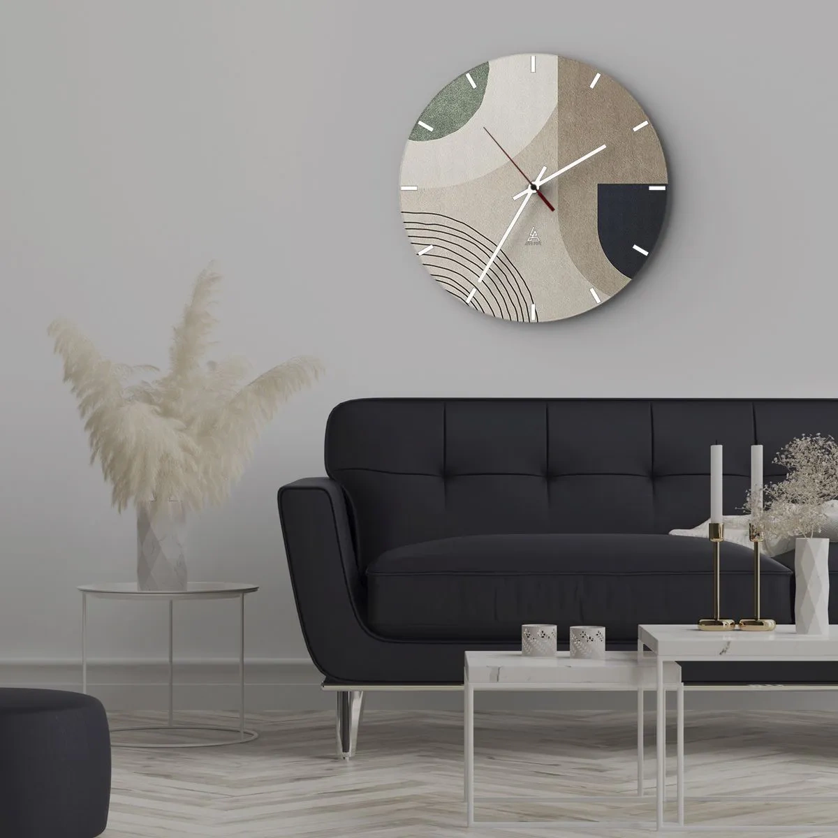 Orologio da parete - Orologio in Vetro - Forme ovali tenui con archi e toni terrosi - 30x30cm - La mitezza dell'ovale - Decorazione murale moderna per soggiorno, cucina e camera da letto ARTTOR