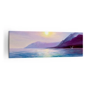 Quadro su tela - Stampe su Tela - Un pittoresco paesaggio marino al tramonto con onde e montagne - 160x50cm - Cristallo di acqua e di aria - Decorazione murale moderna per soggiorno e camera da letto ARTTOR
