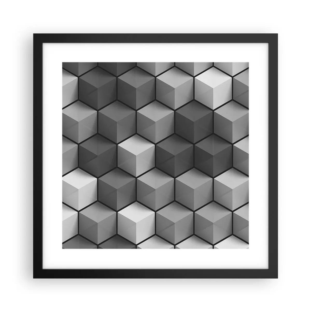 Poster in cornice nera - Puzzle cubista - 40x40 cm