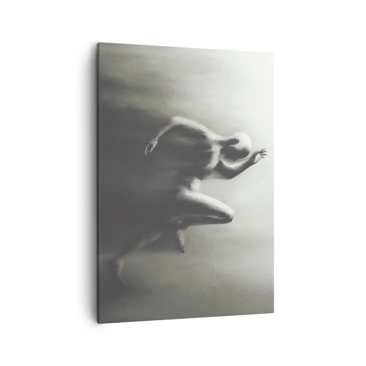 Quadro su tela - Stampe su Tela - Una silhouette in bianco e nero di una figura in corsa, realizzata in uno stile dinamico e surreale. - 50x70cm - Inarrestabile - Decorazione murale moderna per soggiorno e camera da letto ARTTOR
