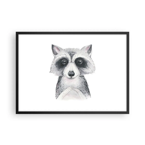 Poster in cornice nera - Adorabile ritratto di un procione su sfondo bianco - 70x50cm - Un attimo di commozione - Decorazione murale moderna per soggiorno e camera da letto ARTTOR