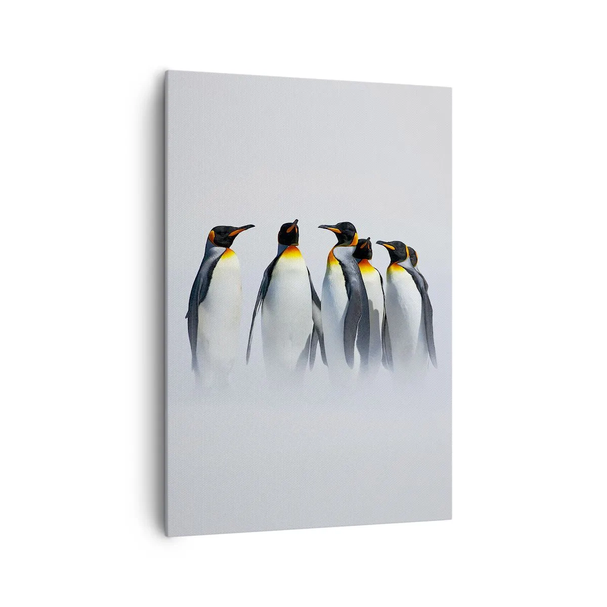 Quadro su tela - Stampe su Tela - Un gruppo di pinguini imperatore nella nebbia invernale - 70x100cm - Incontro in abito da sera - Decorazione murale moderna per soggiorno e camera da letto ARTTOR
