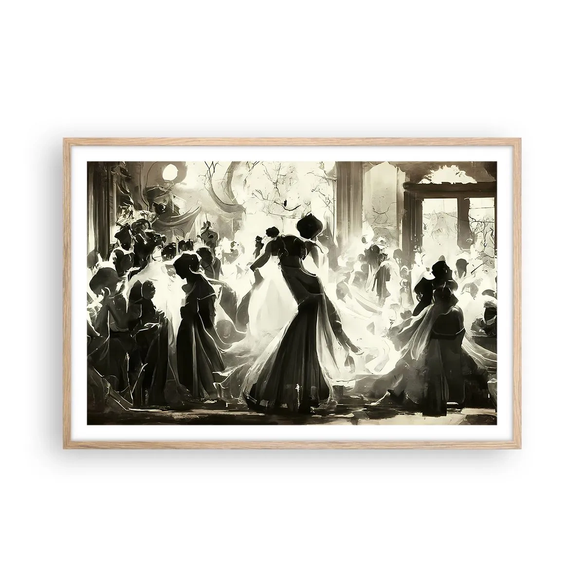 Poster in cornice rovere chiaro - Il gran ballo in maschera - 91x61 cm