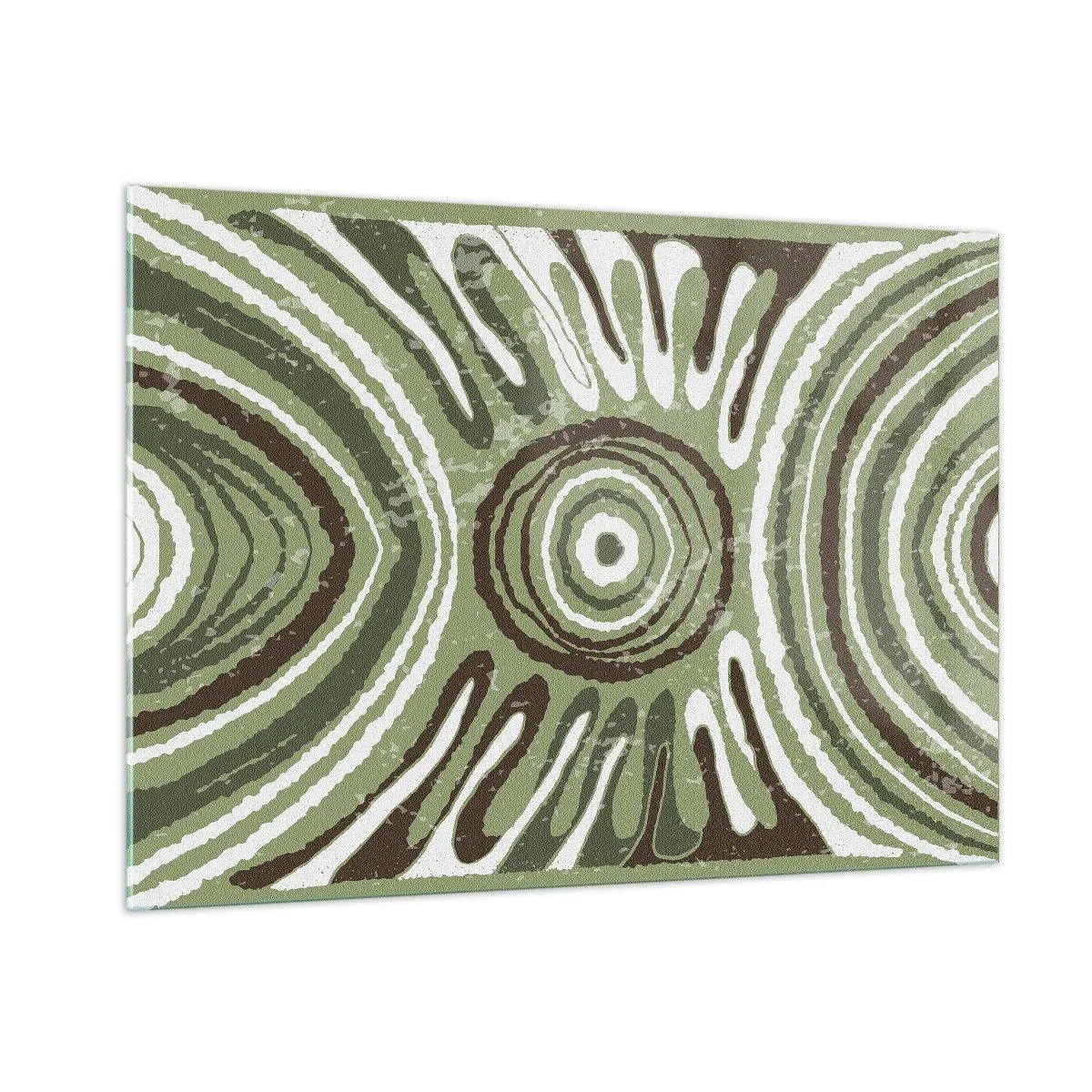 Quadro su vetro - Cerchi concentrici verdi e linee astratte - 100x70cm - Esplosione di emozioni - Decorazione murale moderna per soggiorno e camera da letto ARTTOR